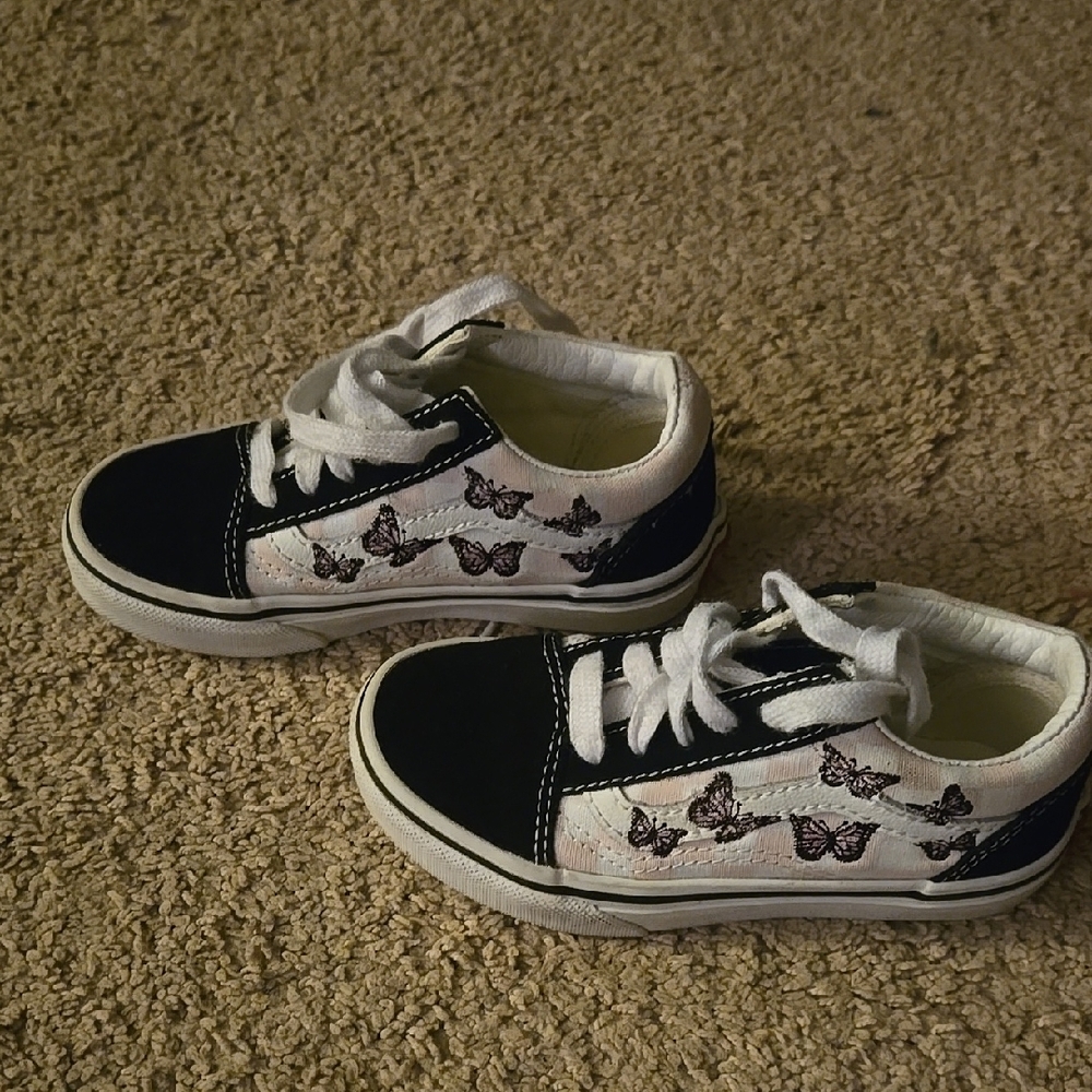Kids Black and White Butterfly Sneakers